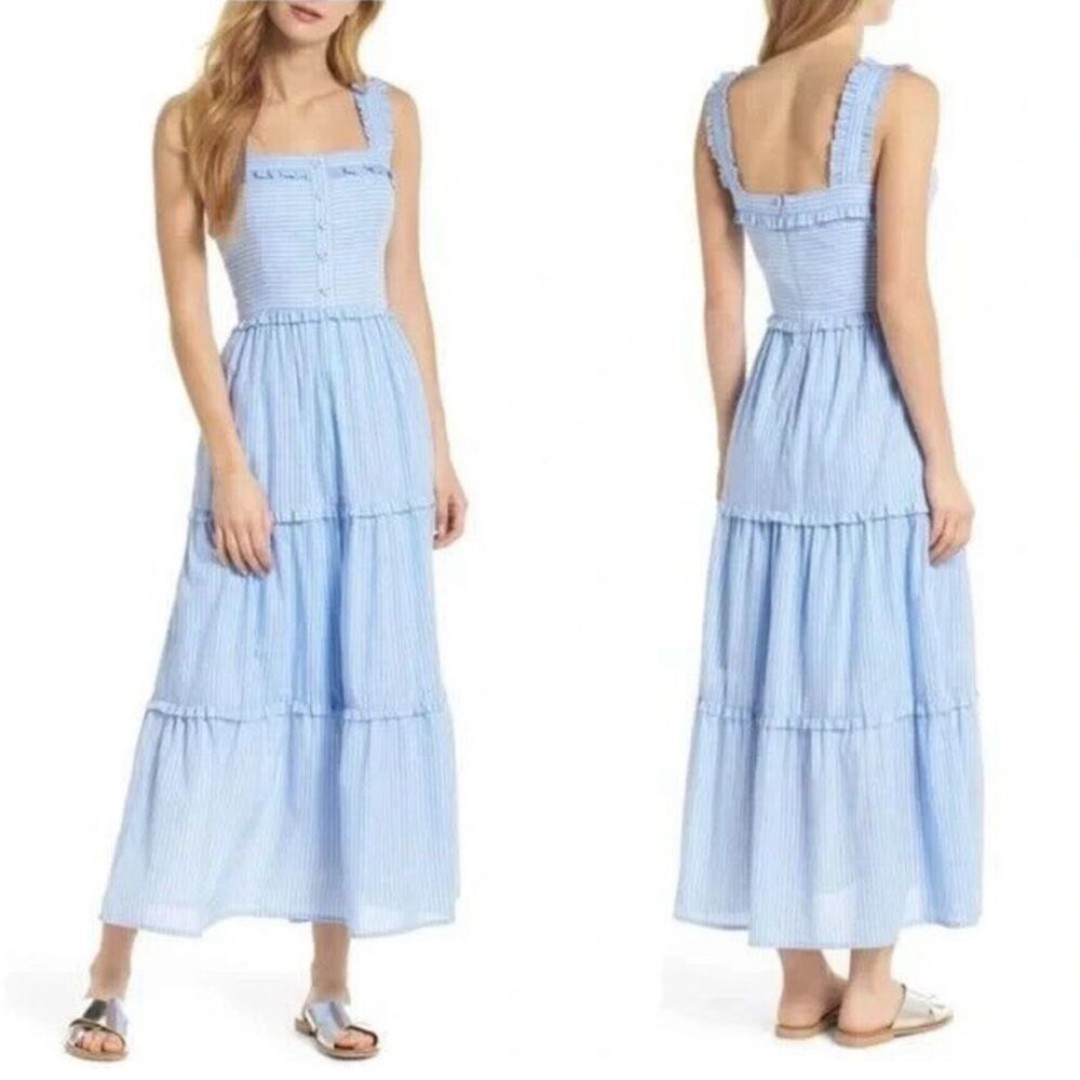 Gal Meets Glam Courtney Striped Midi Maxi Dress Size 14