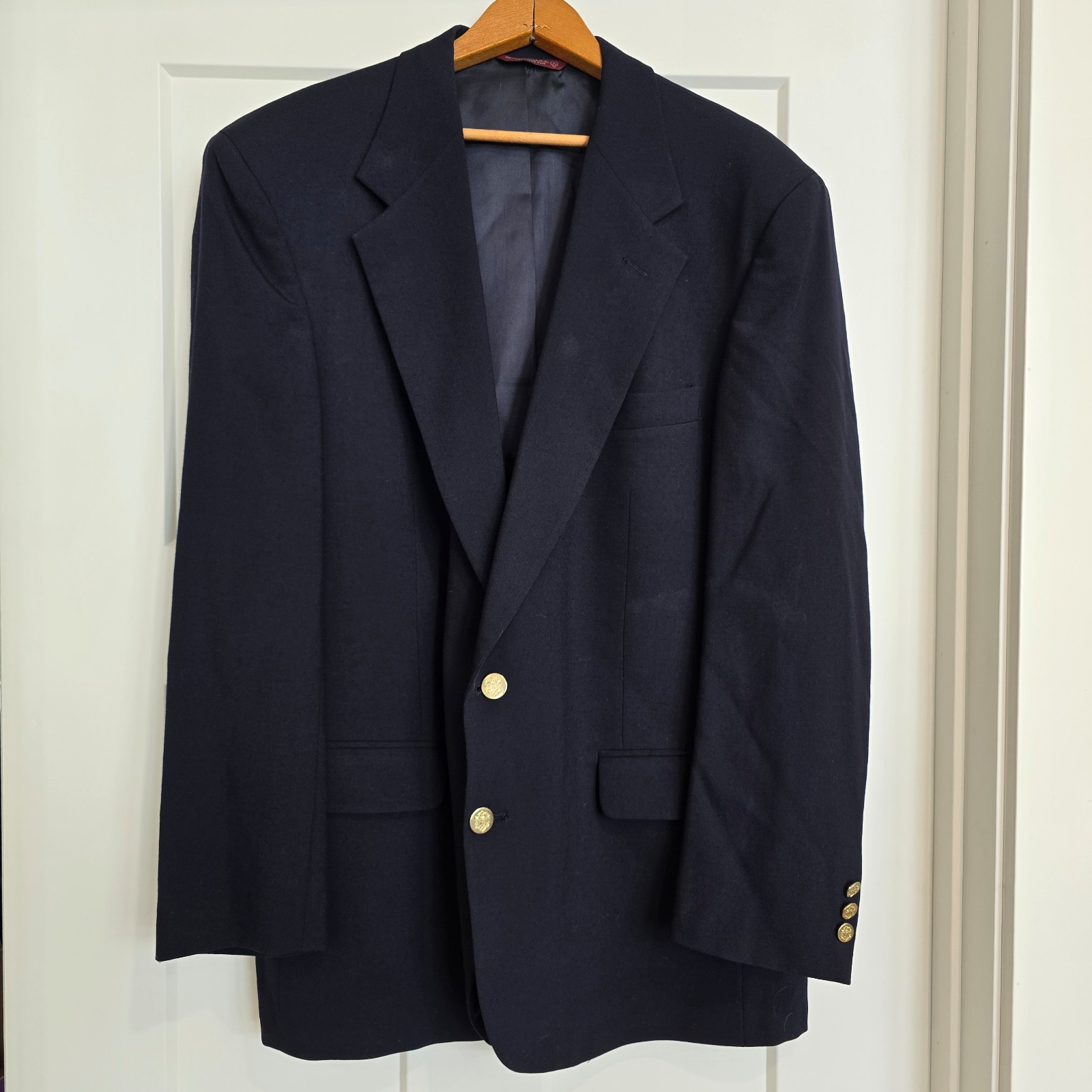 Botany 500 Made In USA Mens L Blazer Suit Coat Length 32 Chest 40 Dark Navy Blue