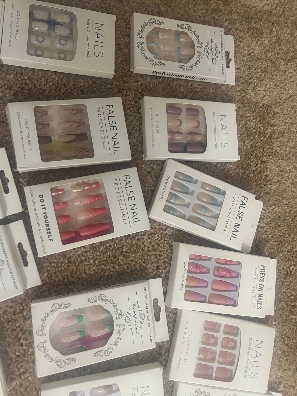 25 pack bundle of press on fake nails sets