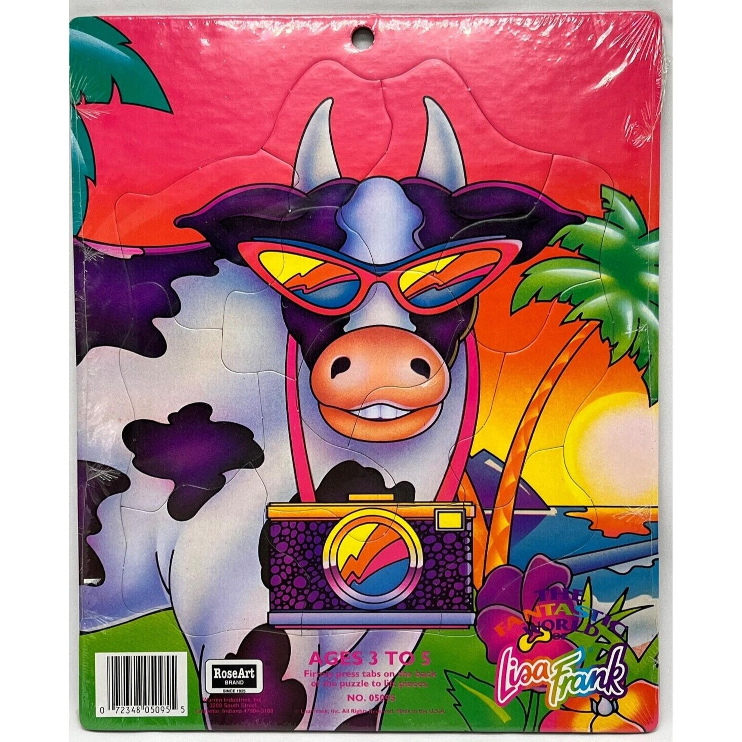Lisa Frank Colorful Paradise Cow in Sunglasses w/Camera Children's Board Puzzle