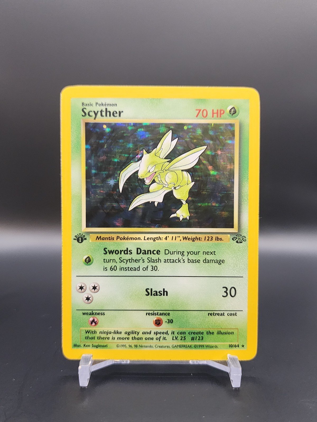 1st Edition Scyther 10/64 ☆Holo Rare 1999 Jungle Set Pokemon ~ Mint/Near Mint +