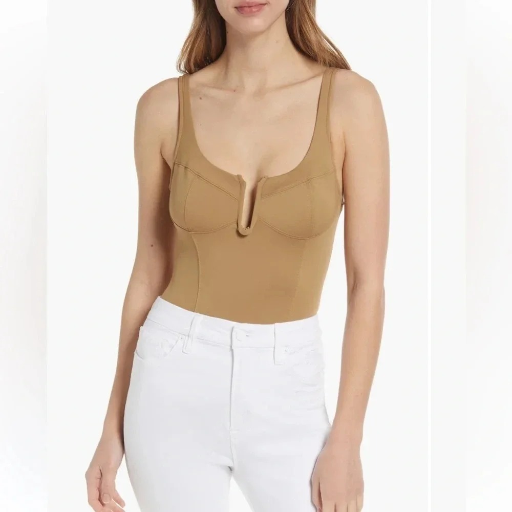 Good American U neck Scuba Corset thong Bodysuit size 4 XL NWT