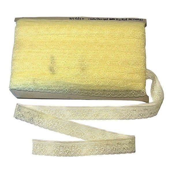 Vintage Cottagecore Yellow Lace Fabric Roll 70yds 1 1/8” Wide Lingerie Panty