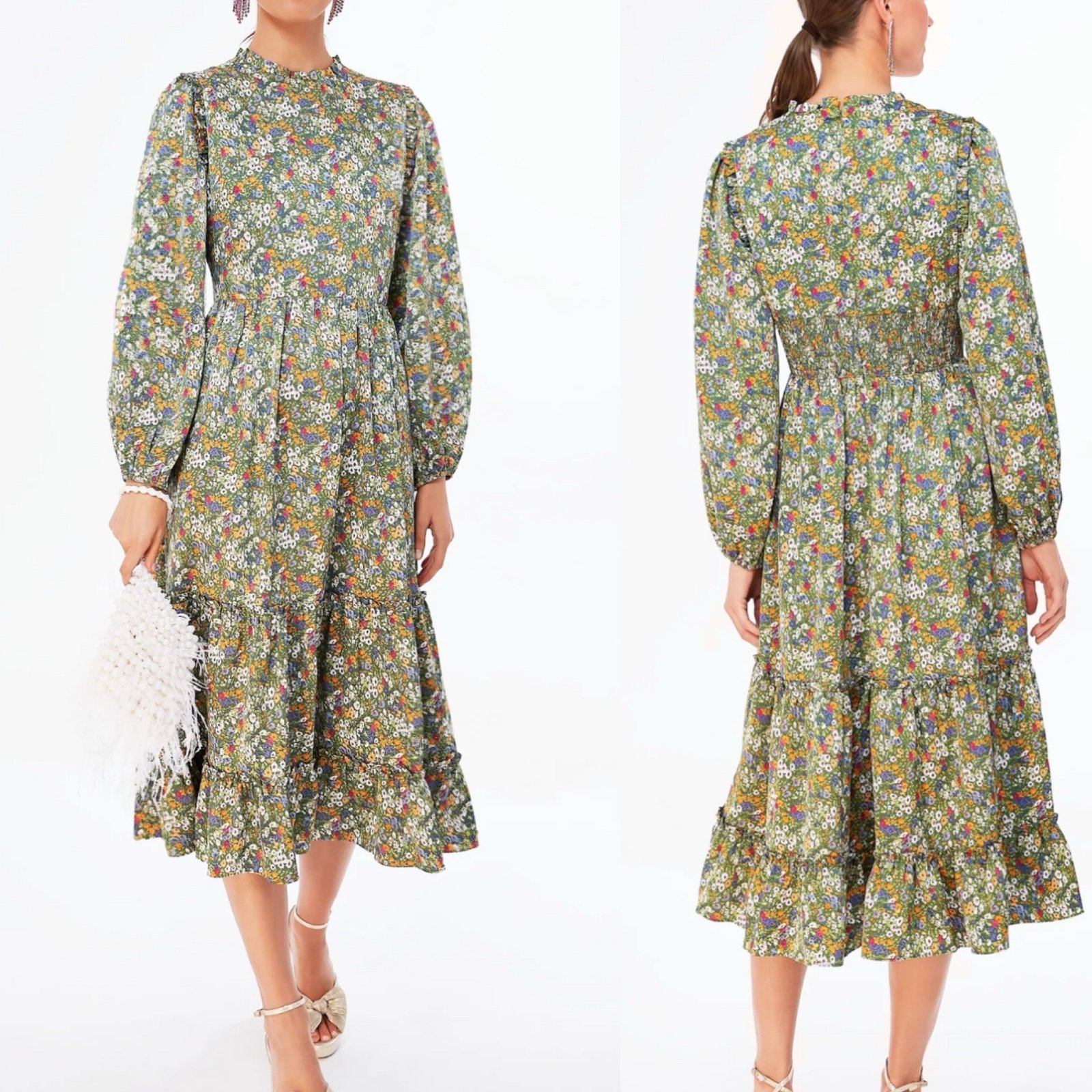 Tuckernuck Hyacinth House Green Floral MIDI Dress Size XXL