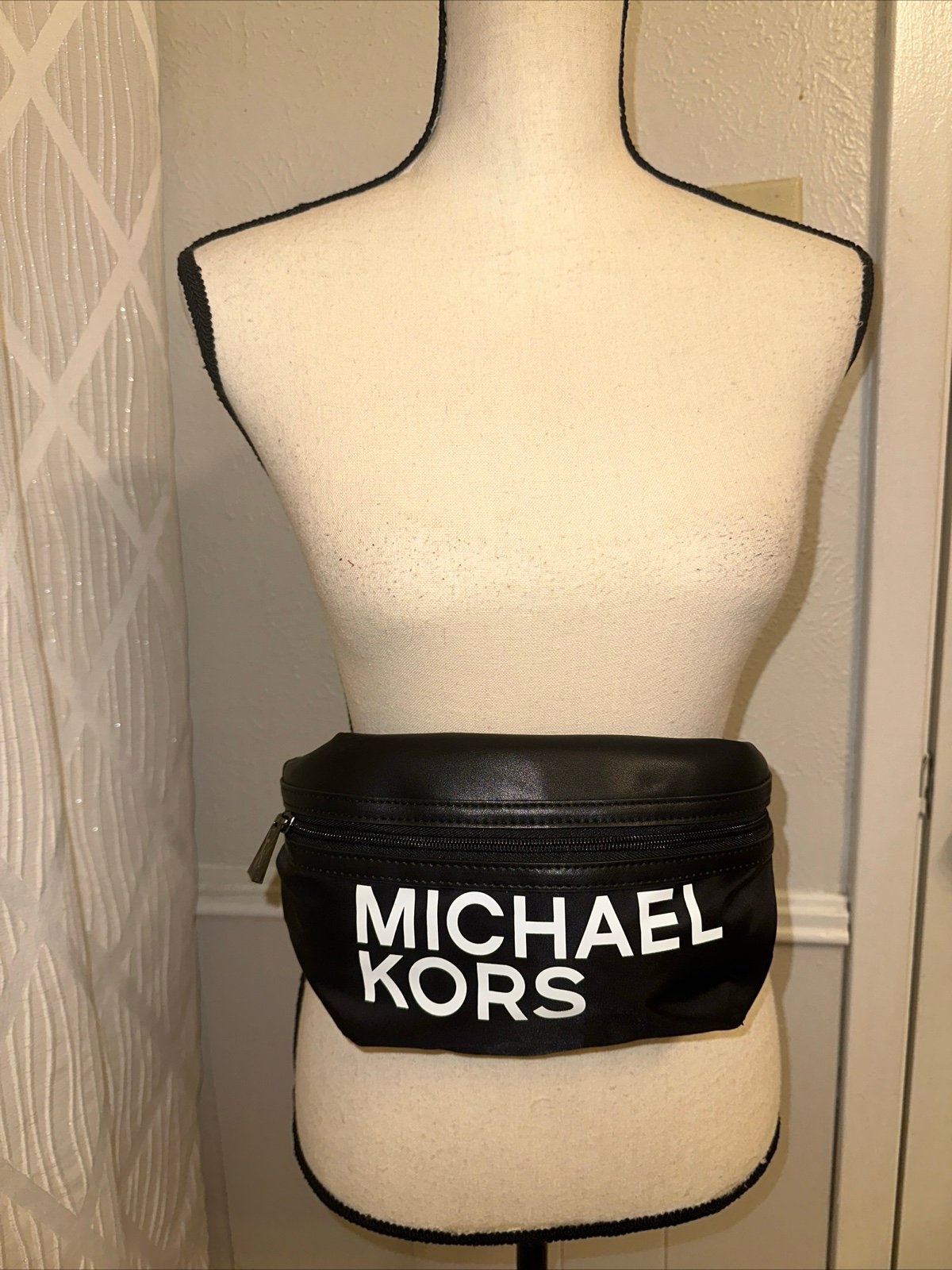 Michael Kors Sport Fanny Pack Waist Belt Bag - Black W White MK Logo