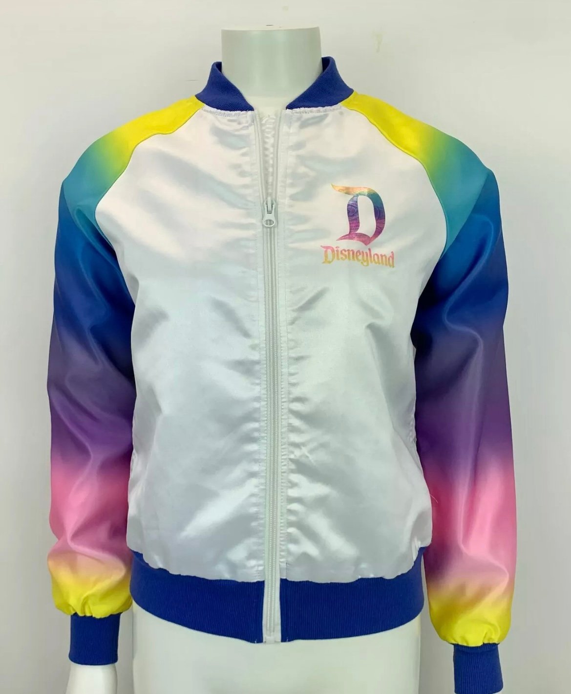 NEW DISNEYLAND CASTLE RAINBOW FULL ZIP WINDBREAKER SZ LARGE WOMENS