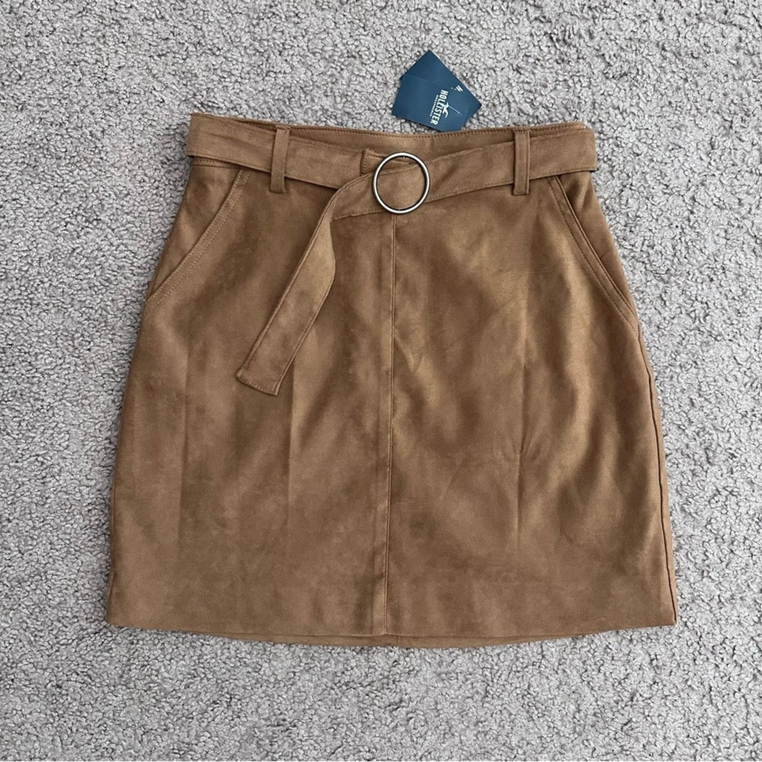 Hollister Ultra High-Rise Tan Camel Suede Mini Skirt Womens XS
