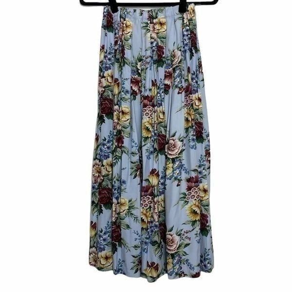 Vintage Light Blue Pink Yellow Floral Skirt Sz M Women’s