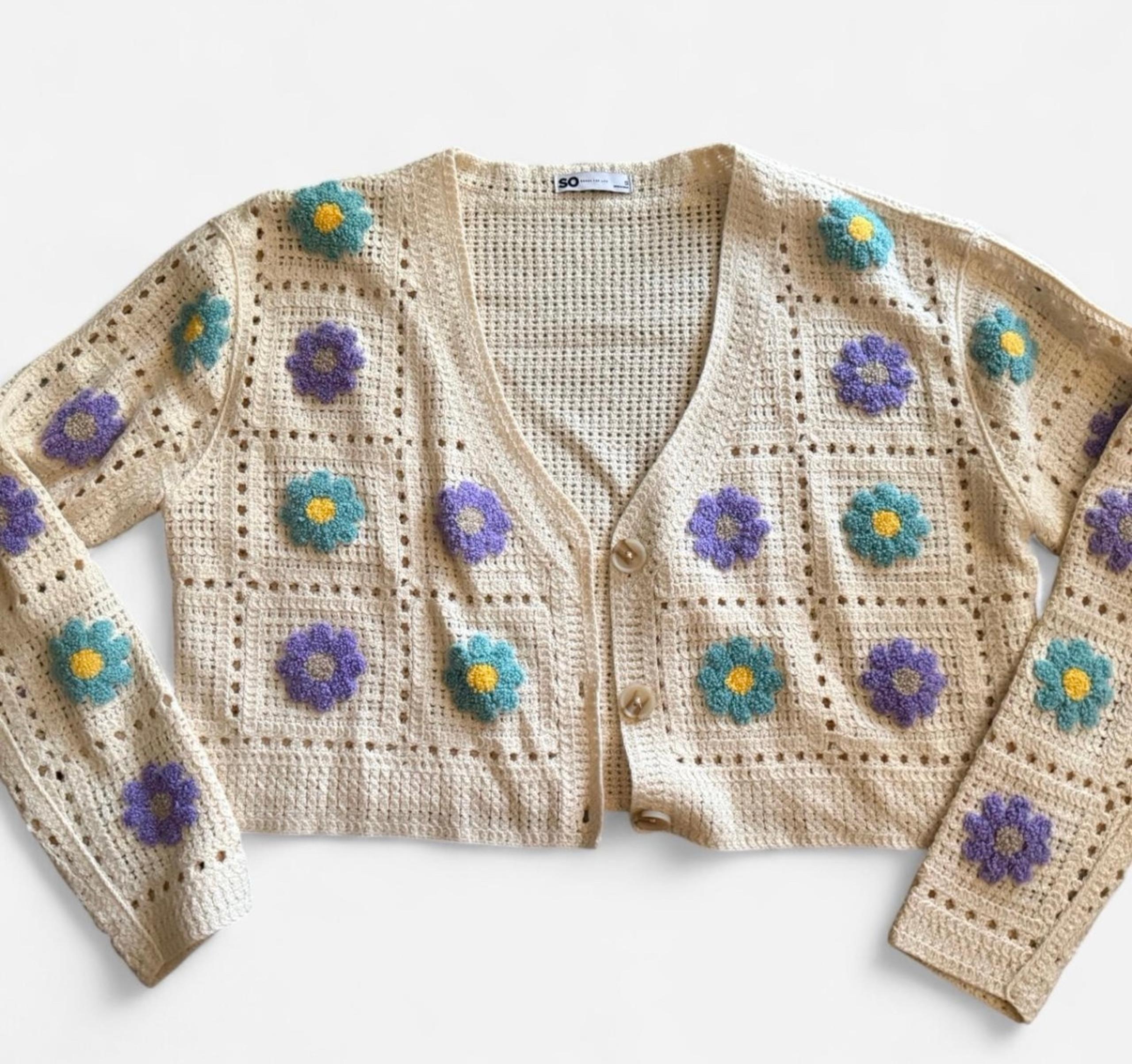 SO Crochet Flower Cardigan