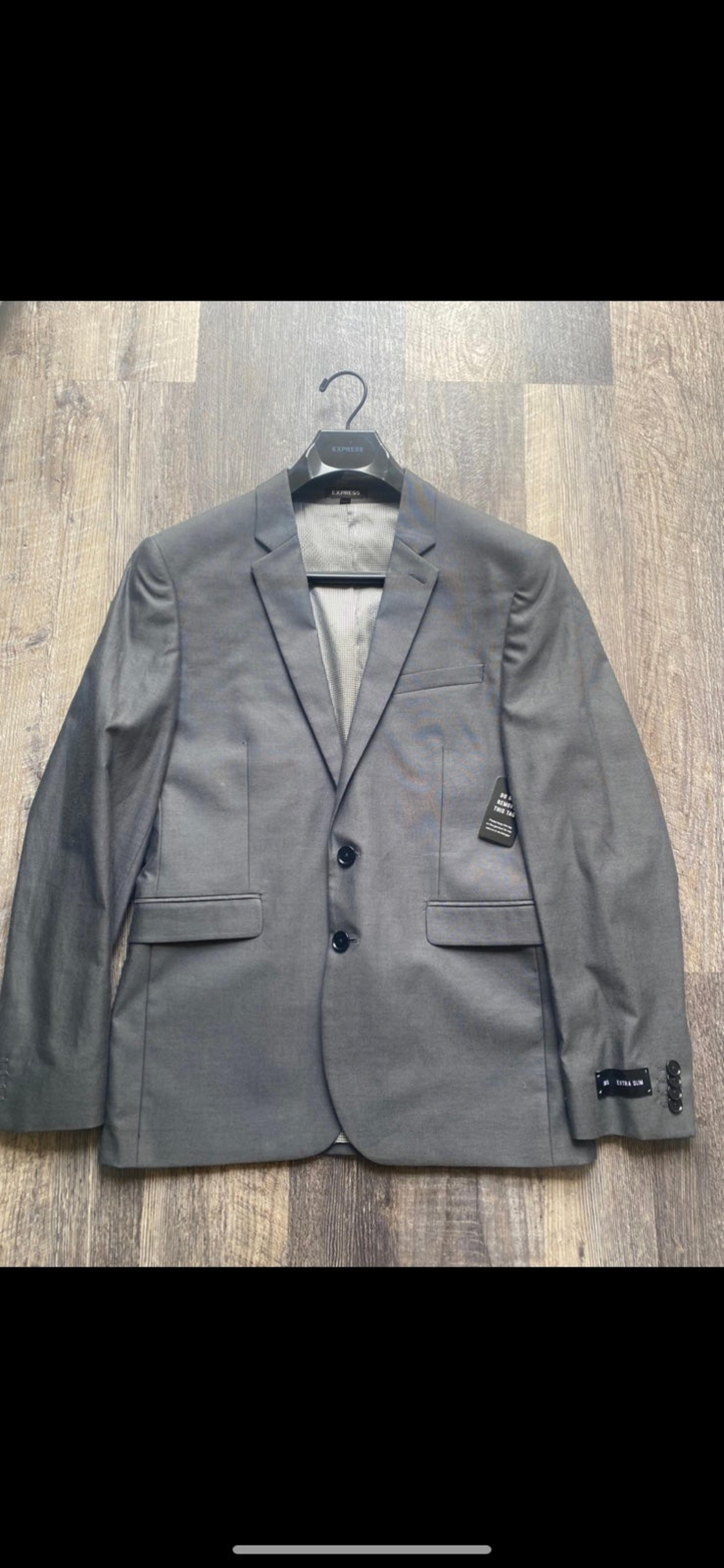 Express Men's 38 S Extra Slim Suit Jacket Blazer Gray