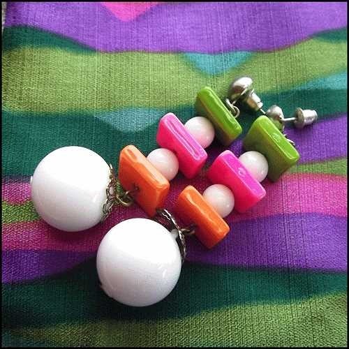 Authentic 1960s Cool Neon Retro Vintage Pierced Earrings