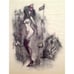 Julian Ritter Nude Lady _Horse -2_ Vellum Mounted on Card 20 X 24 - 187