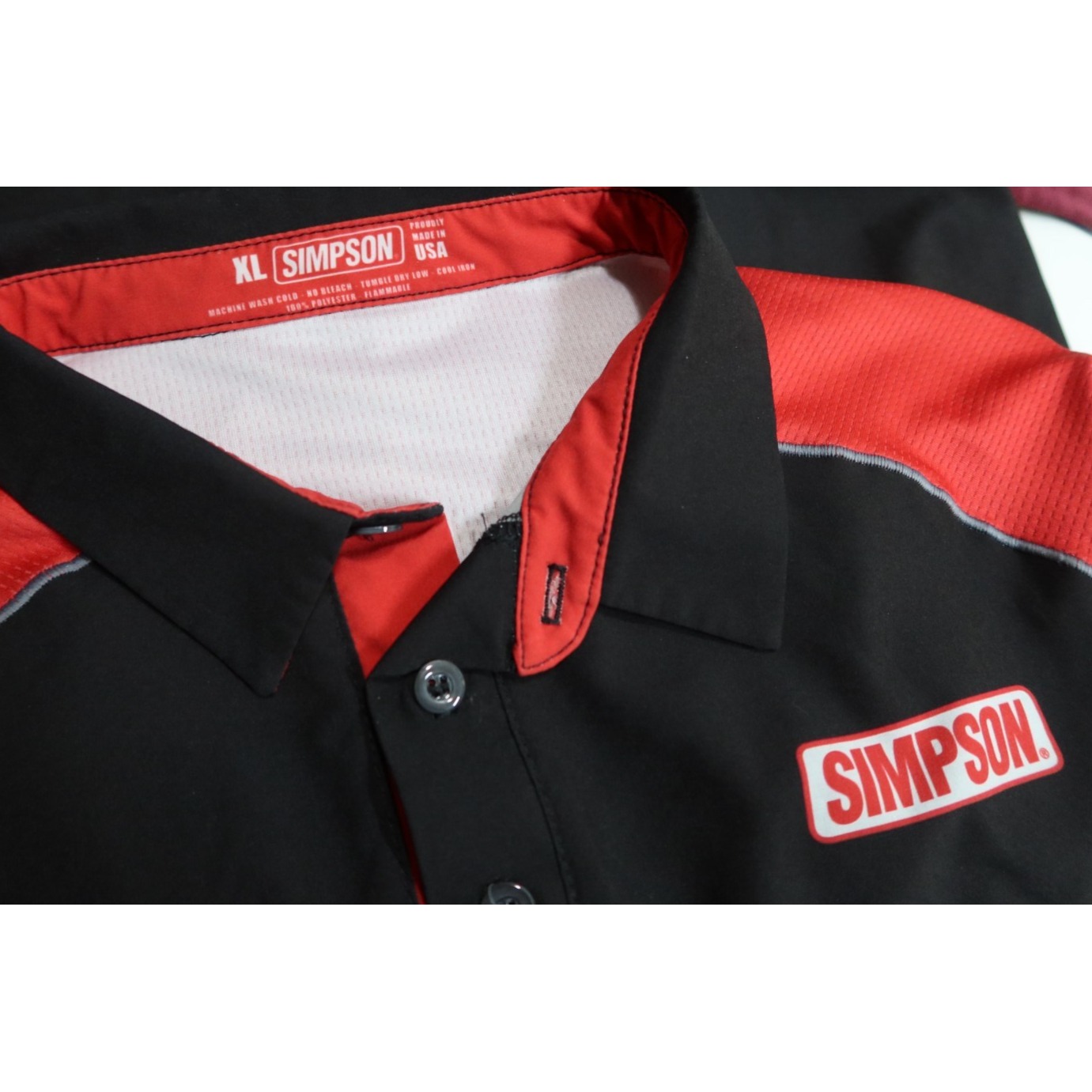 NASCAR Racing Polo Shirt Men's Size XL Simpson Stilo Hans Hybrid Made In USA