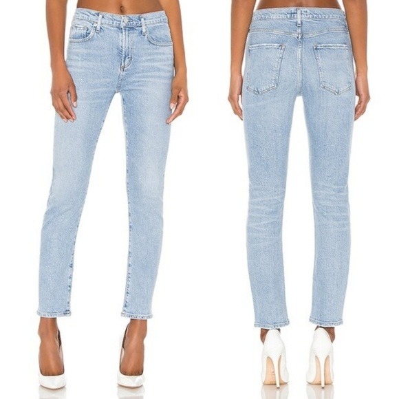 AGOLDE Jeans Toni Mid Rise Skinny in Daylight Blue Denim Womens 25