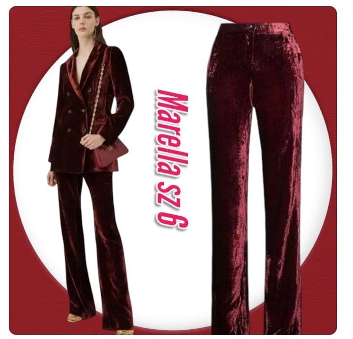 Marella Silvano Velvet Stretchy High waist Striaght Leg Trouser Pants