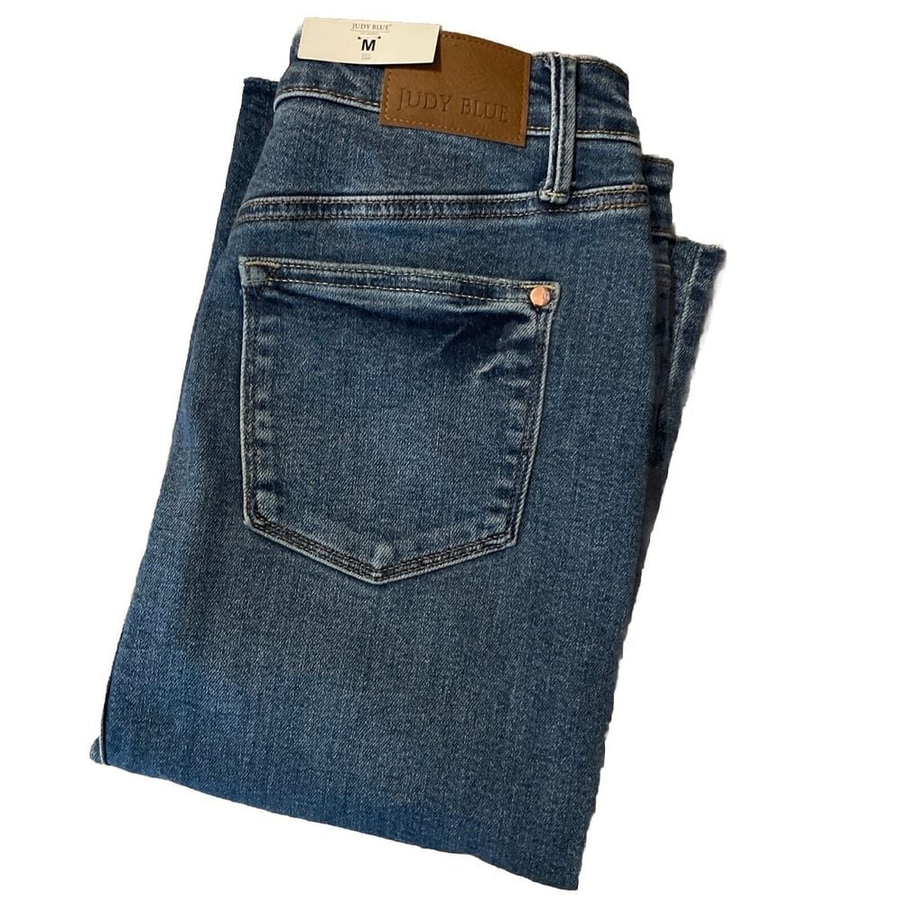 Judy Blue Half Past Midi Women's Denim Overall Skirt Medium NWT JB2932