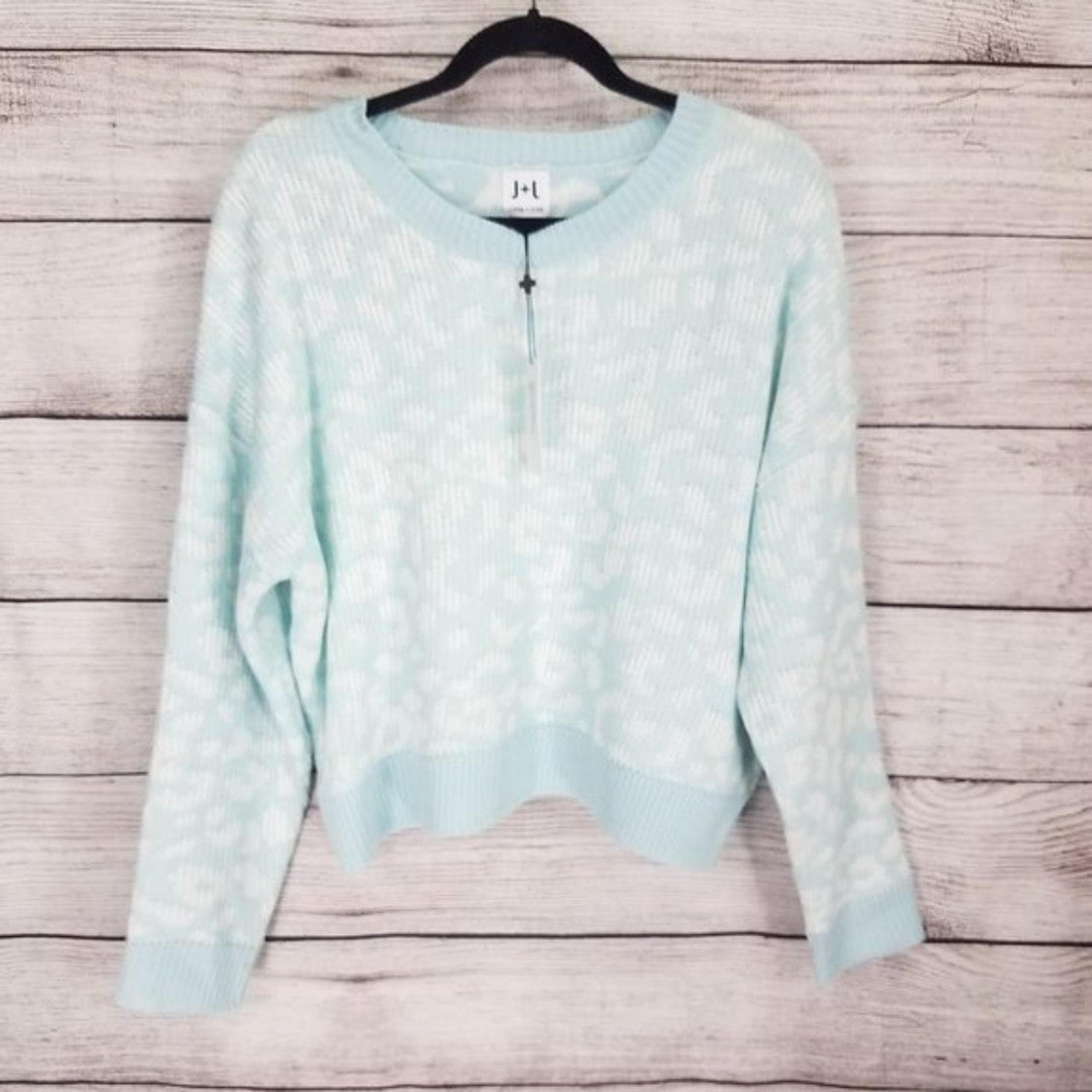 NEW John + Jenn M Crew Neck Pullover Sweater in Animal Print Knit $100