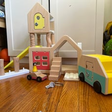 Lovevery modular house, car, emotional dolls and camper