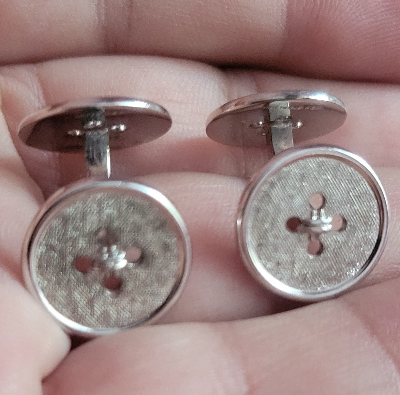 Vintage Walter Hayward Sterling Silver Cufflinks Button Shape