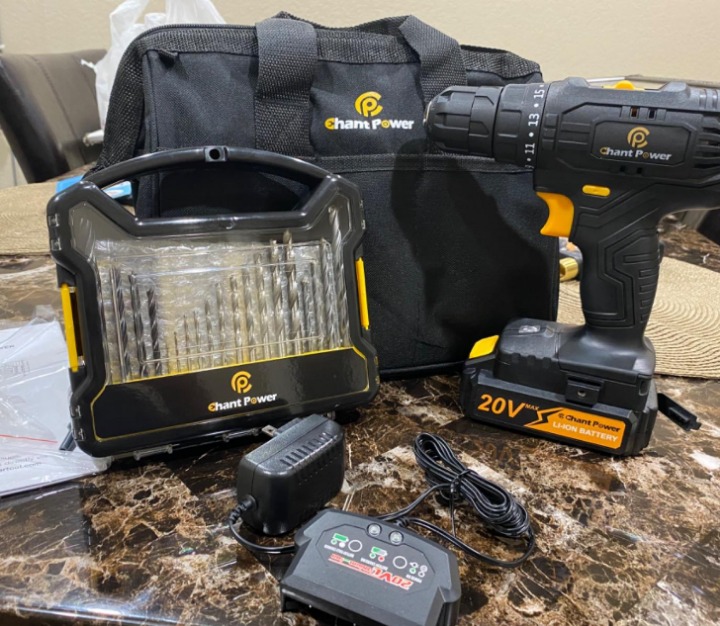 Cordless Hammer Drill, 12V Impact Drill Set with Dual-Speed