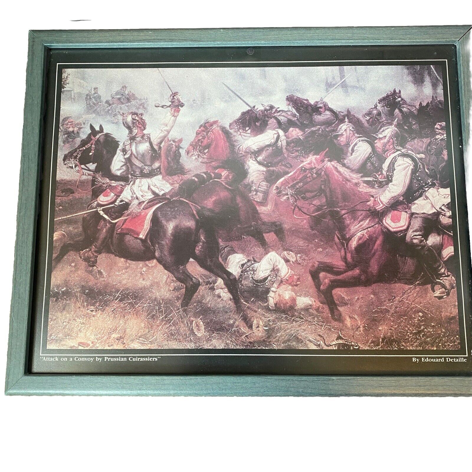 VTG Frame Art Print Edouard Detaille Attack On A Convoy By Prussian Cuirassiers