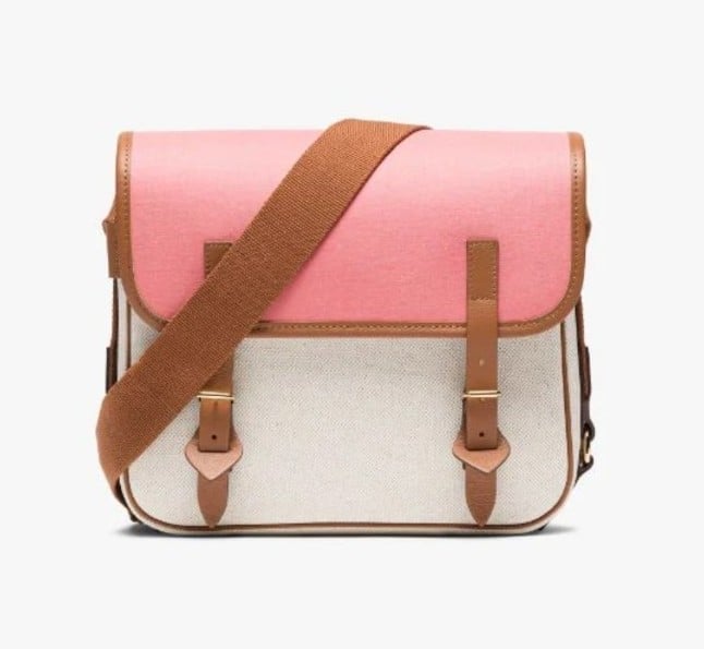 L/UNIFORM Natural & Pink Bonded Cotton Small Satchel