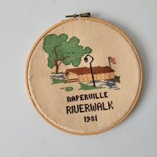 Vintage naperville Riverwalk 1981 cross stitch piece