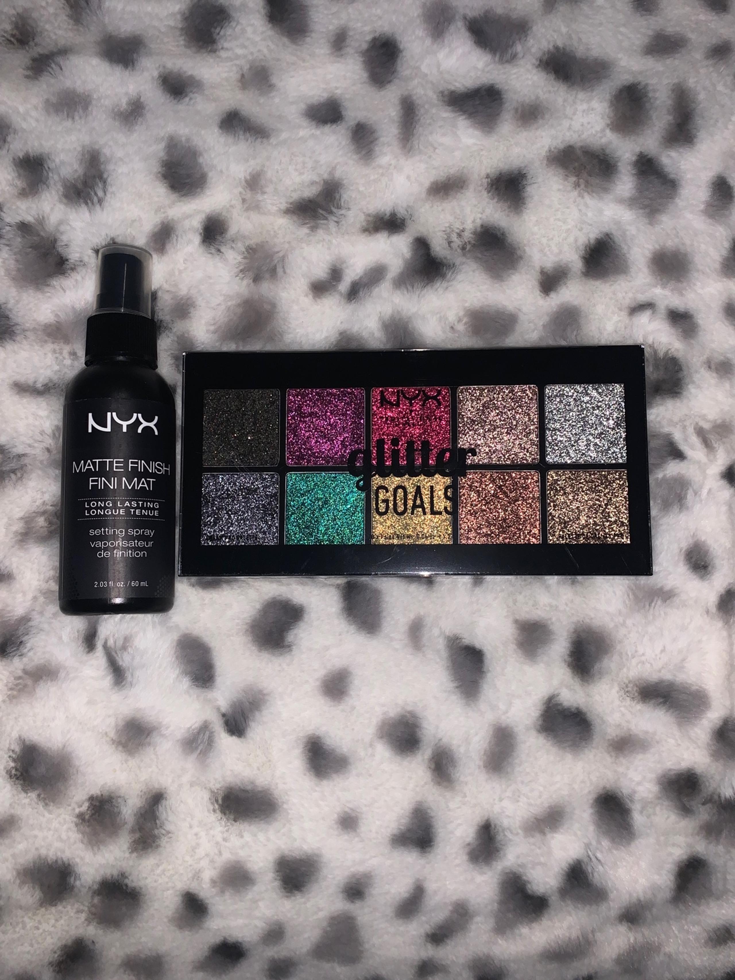 NYX makeup spray and glitter