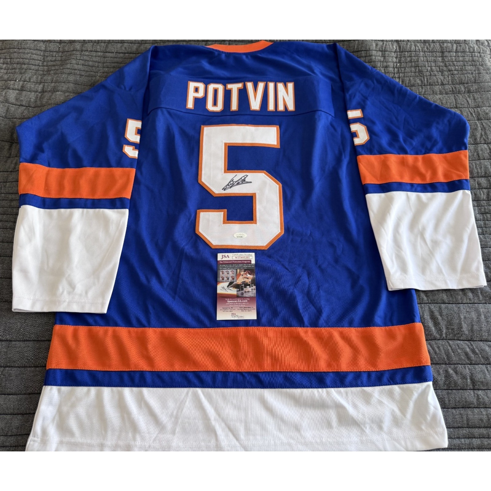 Autographed Denis Potvin New York Islanders Signed Custom NHL Jersey XL COA-JSA