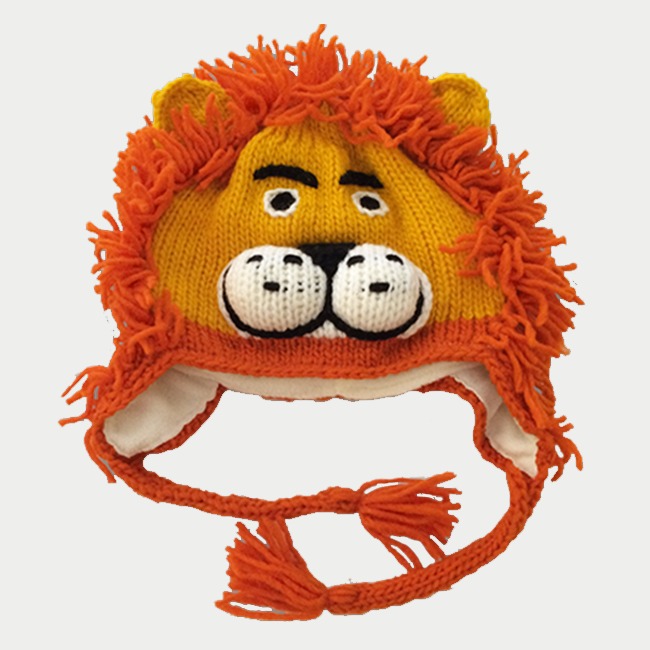 Orange Lion Knit Hat