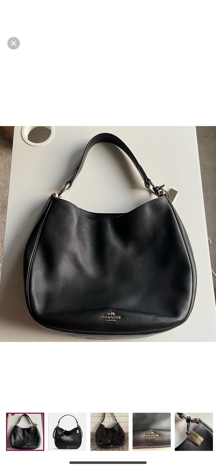 Women’s authentic Coach Nomad Hobo In Glovetanned Leather Black