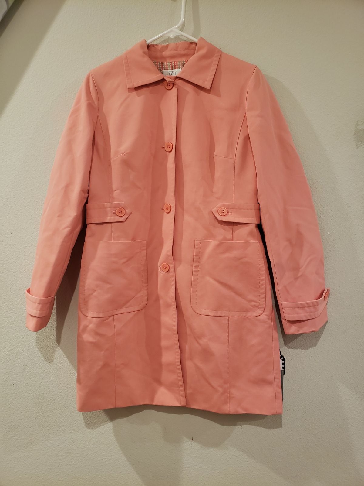 LOFT Coral Pink Coat Raincoat Jacket size S