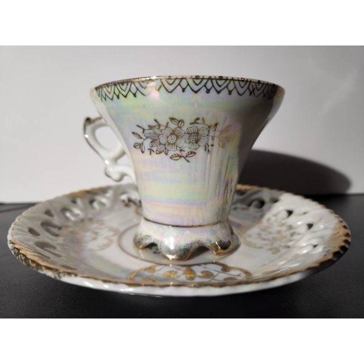 Vintage Royal Crown Victorian Design Tea Cup and Saucer - Stamped 2852