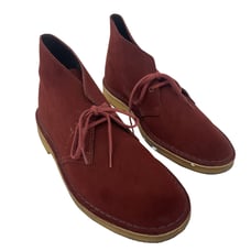 Clarks Men's Red Leather Suede Chukka Bootie Boots 7.5 Preowned