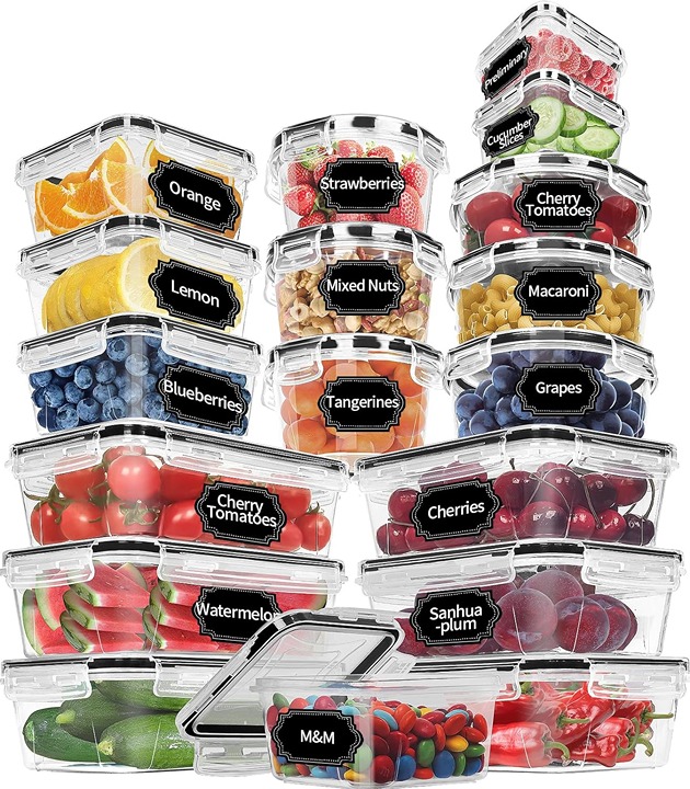 36 Pack Food Storage Containers Airtight Kitchen Storage & Lids