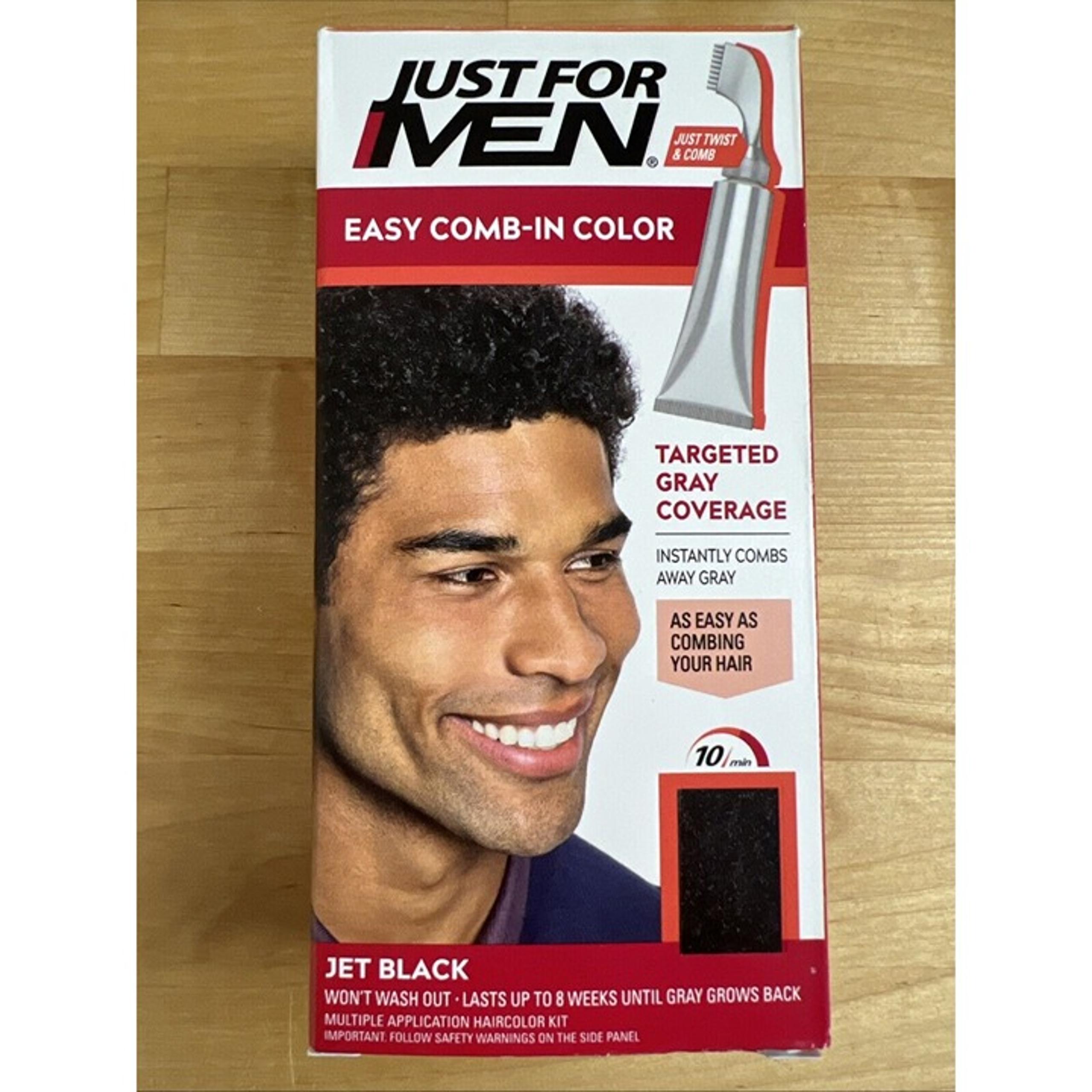 Just for Men Easy Comb In Hair Color Jet Black A-60 Gray Coverage