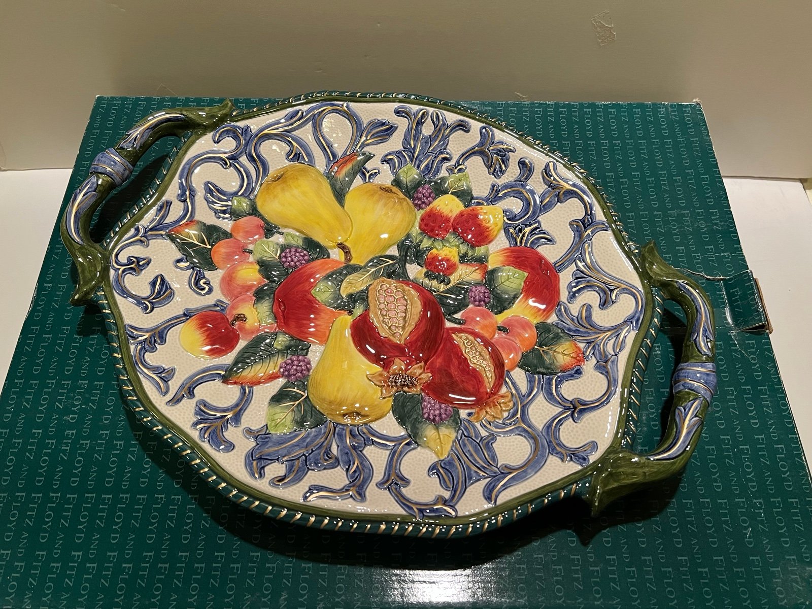 FITZ & FLOYD FLORENTINE FRUIT PLATTER.