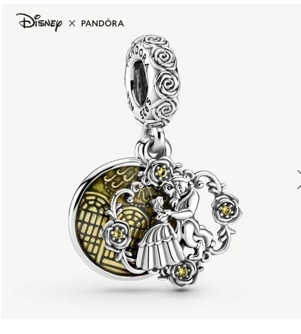 New PANDORA Disney Beauty and the Beast Dancing Dangle Charm