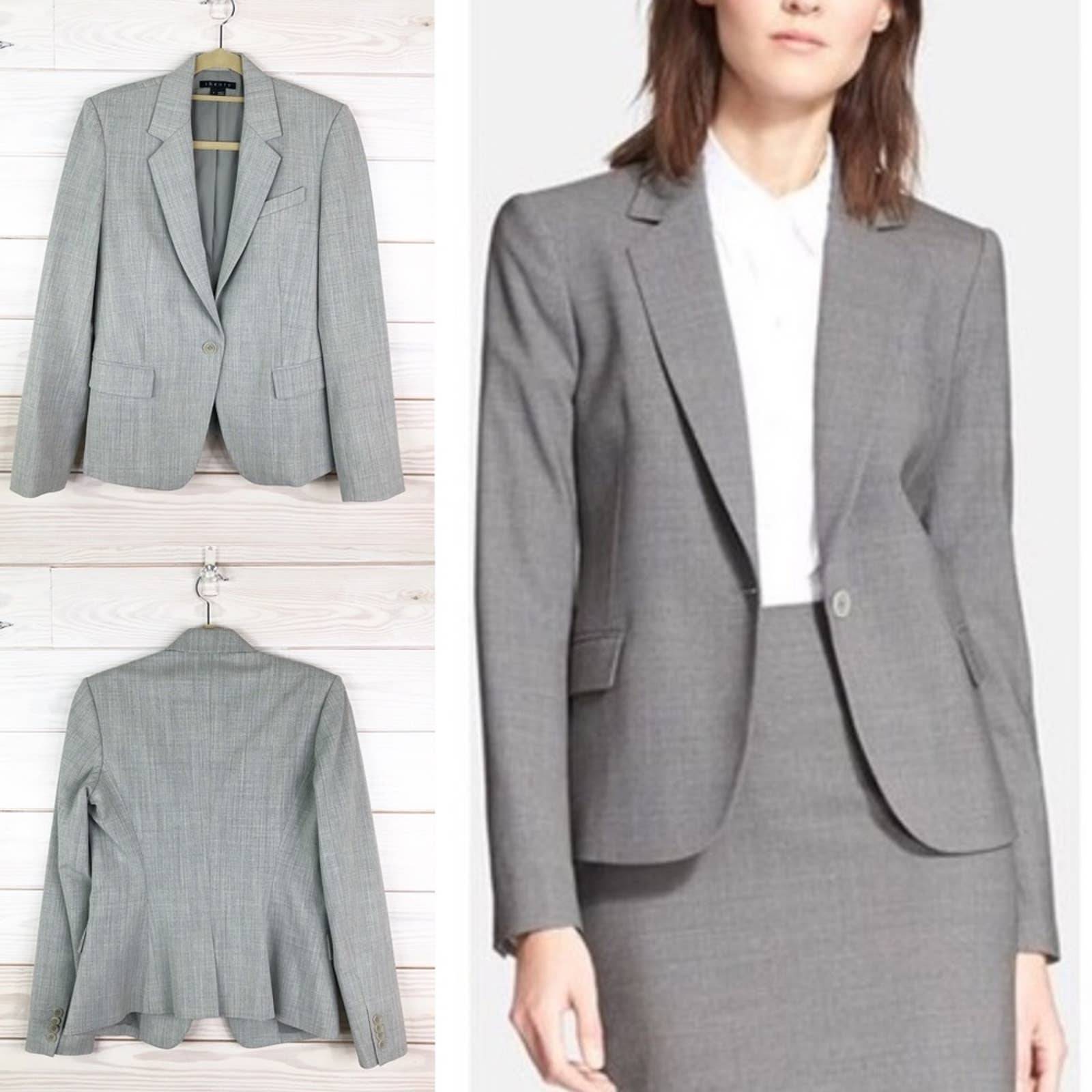 Theory Blazer Career Jacket Gray Size 8