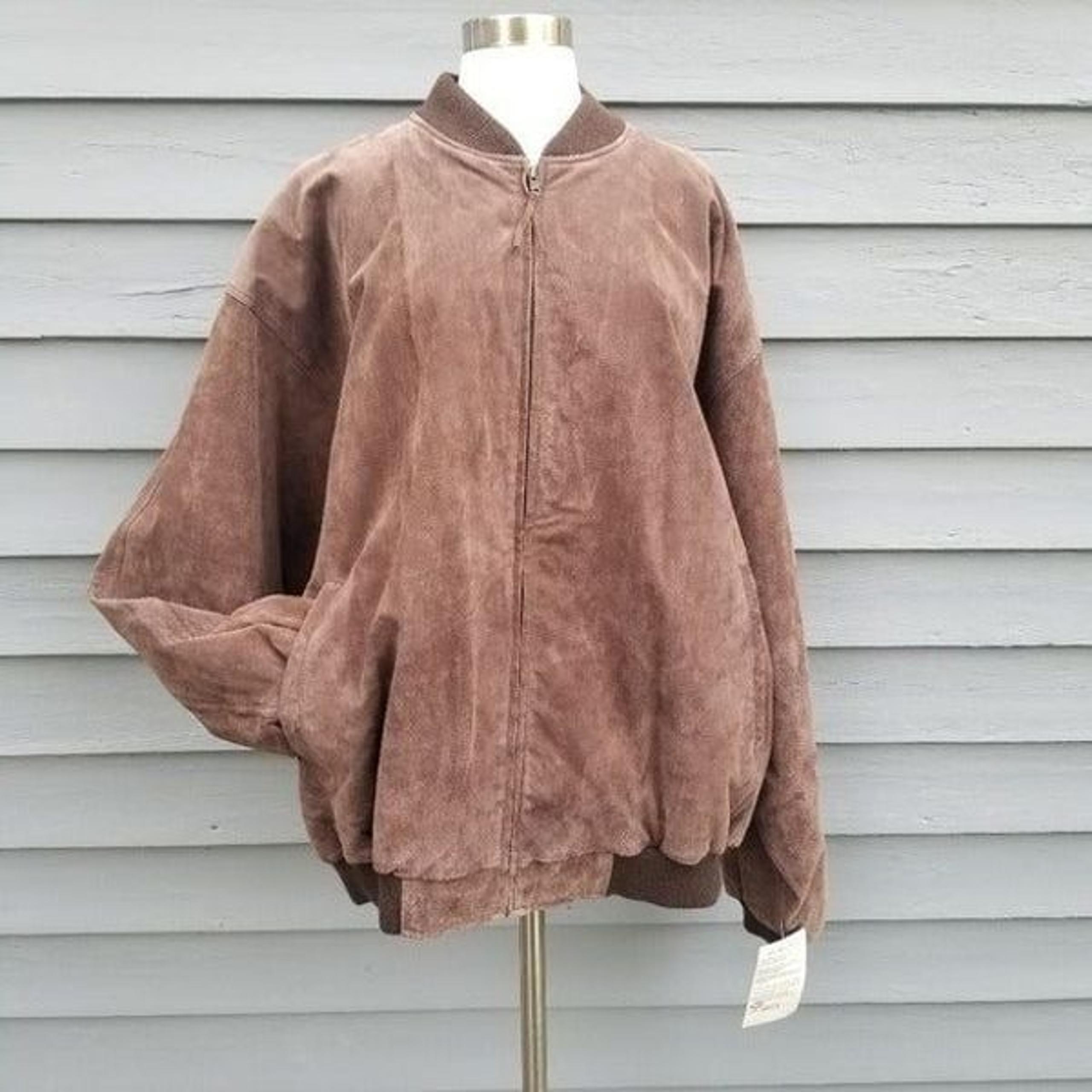 Vintage 90s y2k Burk's Bay Brown Suede Leather Insulated Bomber Jacket Men's XXL