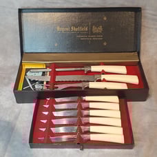 Vintage Regent Sheffield Cutlery Set 9 Pieces Original Box Stainless Flatware