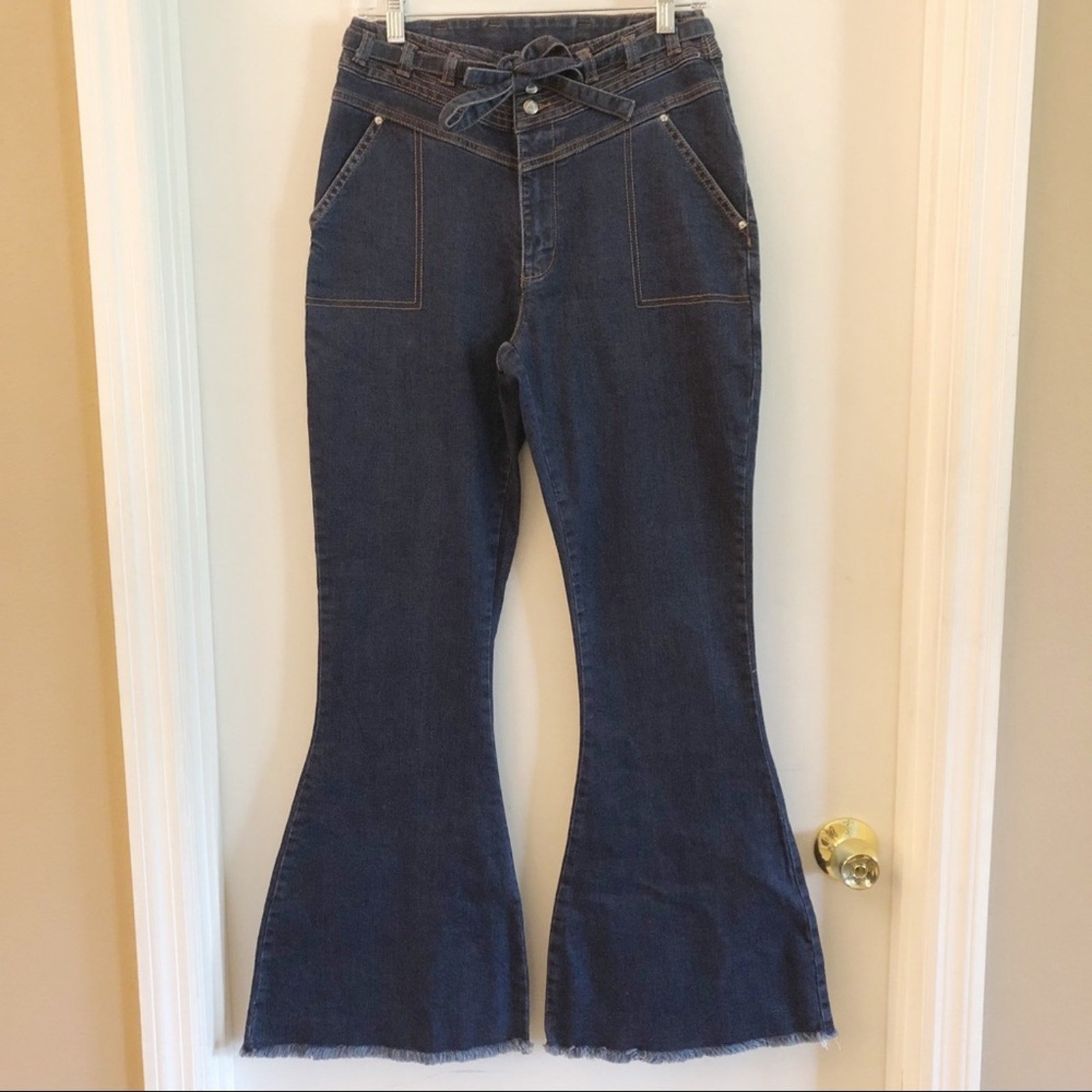 NWT Somedays Lovin Orion High Waist Flare Jeans Belt Size 30
