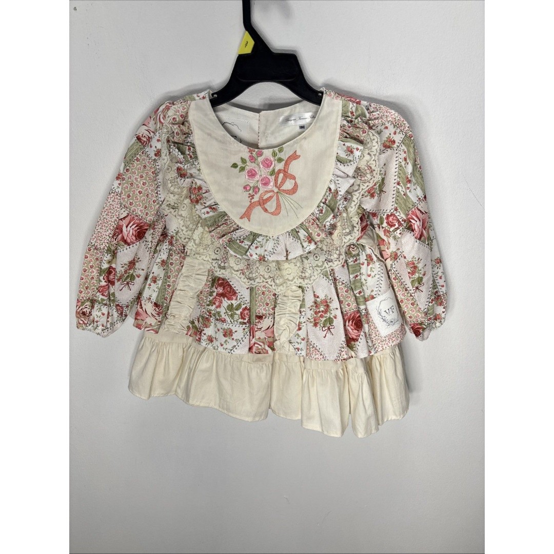 VTG Vanessa Fillioe Luxury Dress Girls 18M Floral Long Sleeve Lace Ruffled
