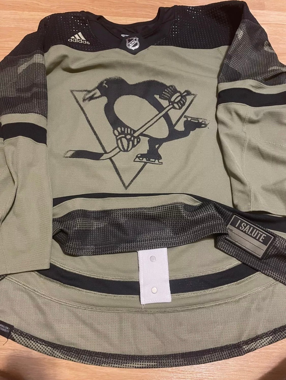 Team Issued MiC Adidas Authentic Pittsburgh Penguins Military Jersey Camo 58G