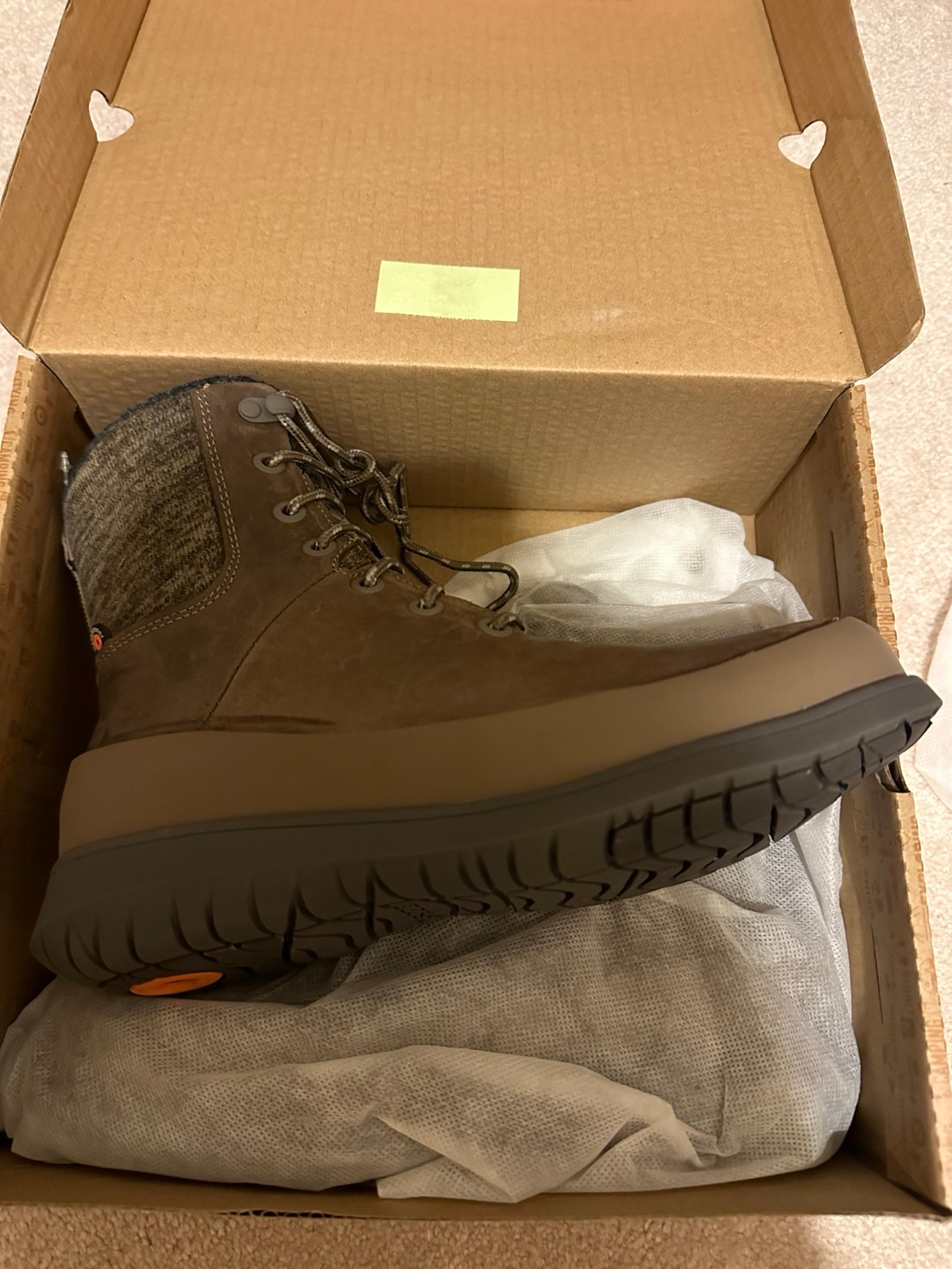 New Bogs Leather Cognac Combat Boots