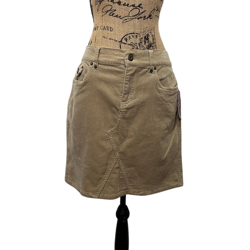 TINT Beige Corduroy A-Line Skirt Romantic Style Knee Length Size 8