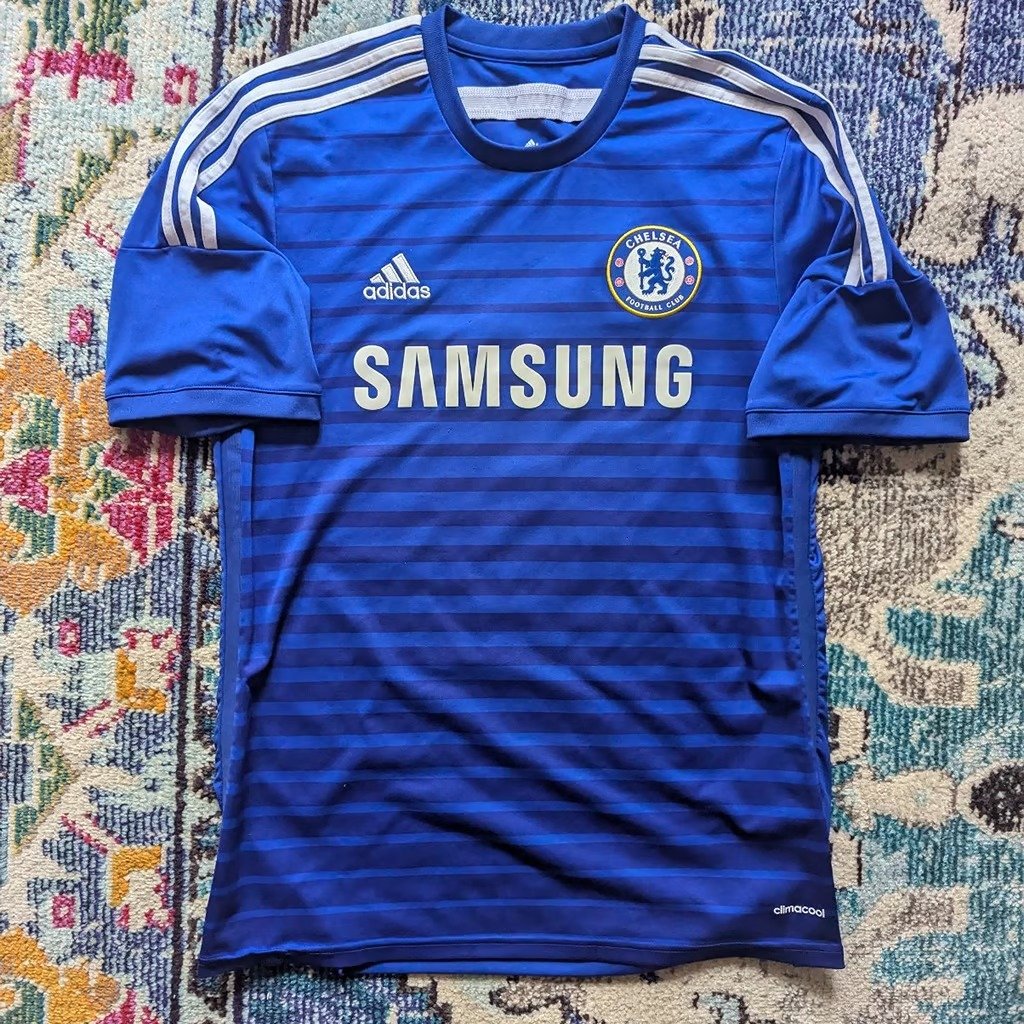 NEW 2014-15 Chelsea Home Eden Hazard Jersey Adidas Soccer Kit Blue UCL S M Large