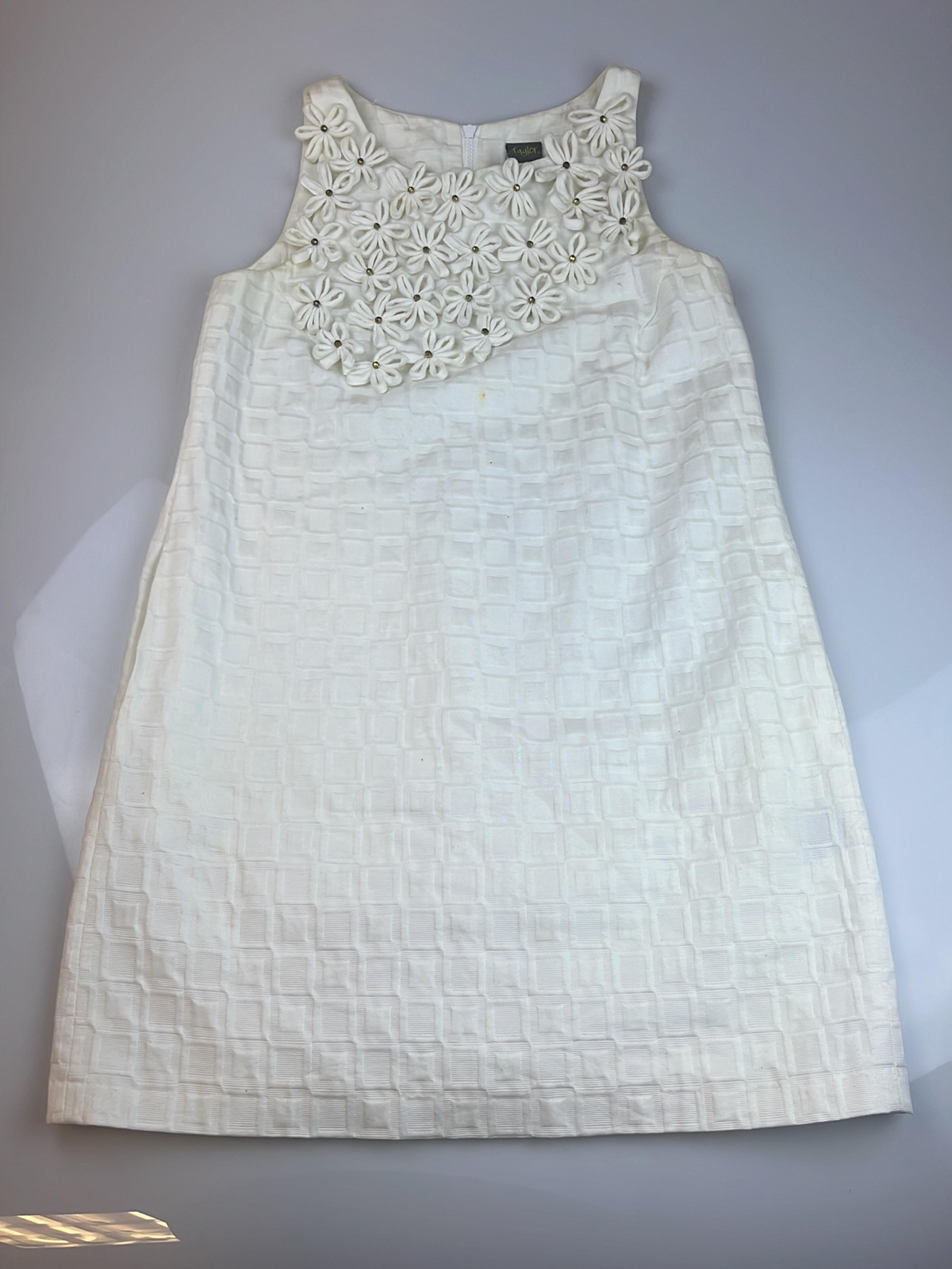 Taylor White Dress with Floral Detail S9-26