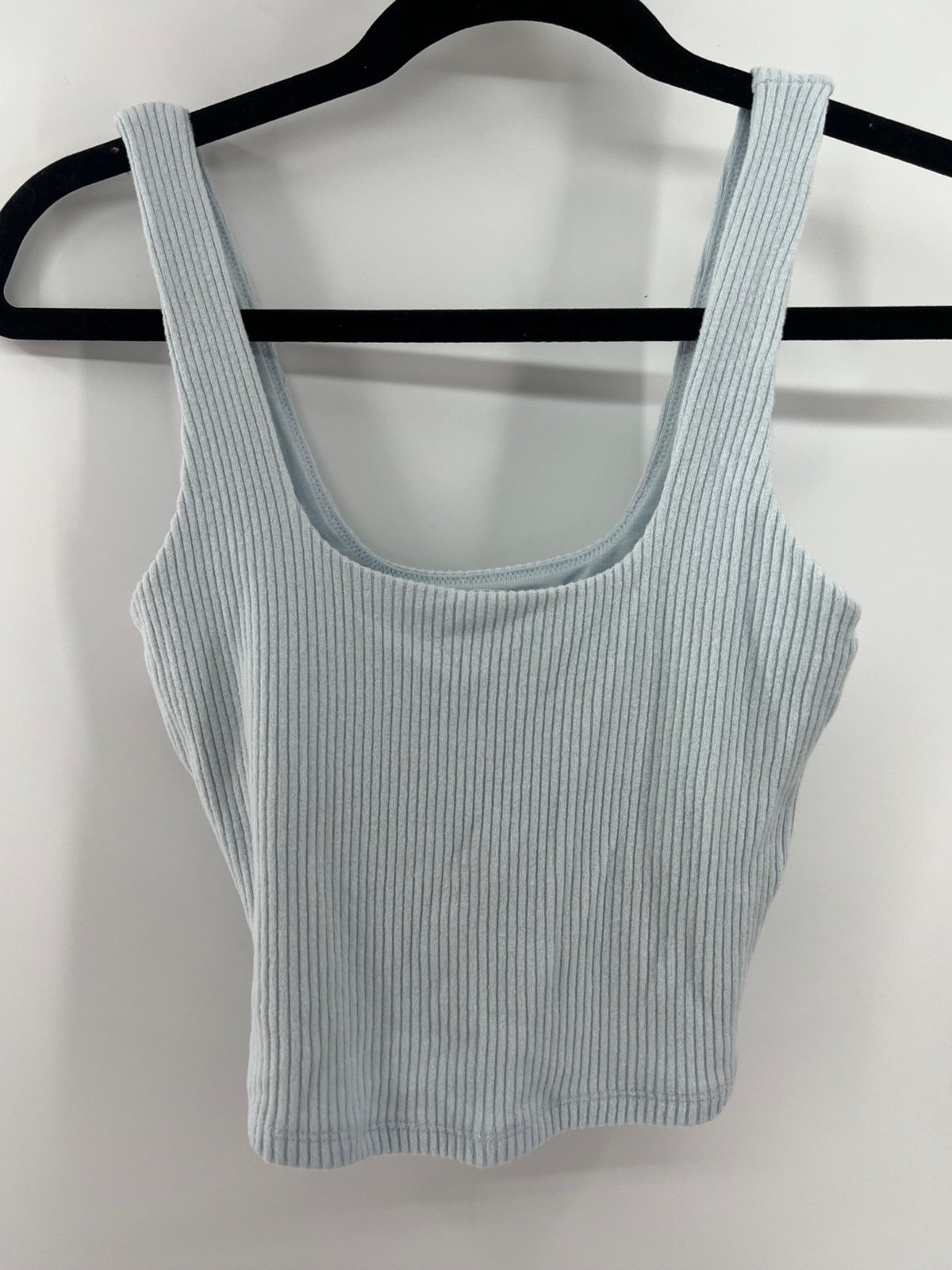 NWT Abercrombie and Fitch baby blue ribbed square neck sweater tank top size XS