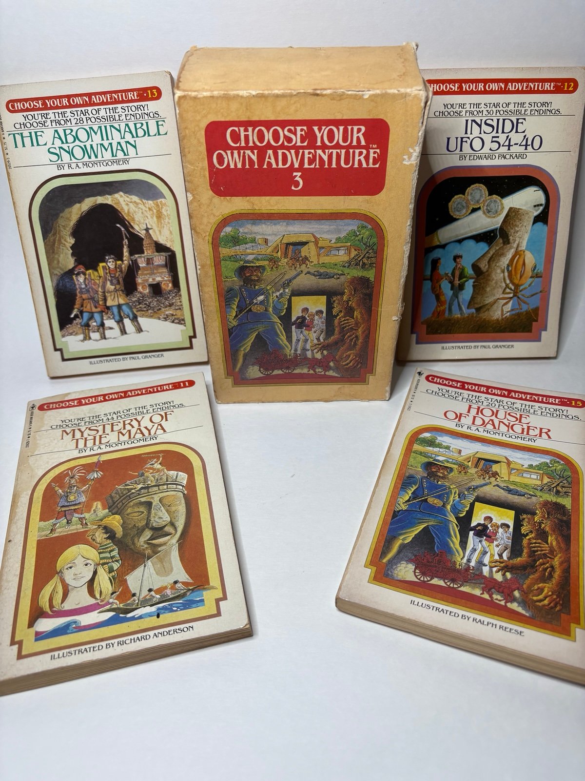 Vintage 1980's Choose Your Own Adventure Bantam 4 Book Box Set #11,12,13,15